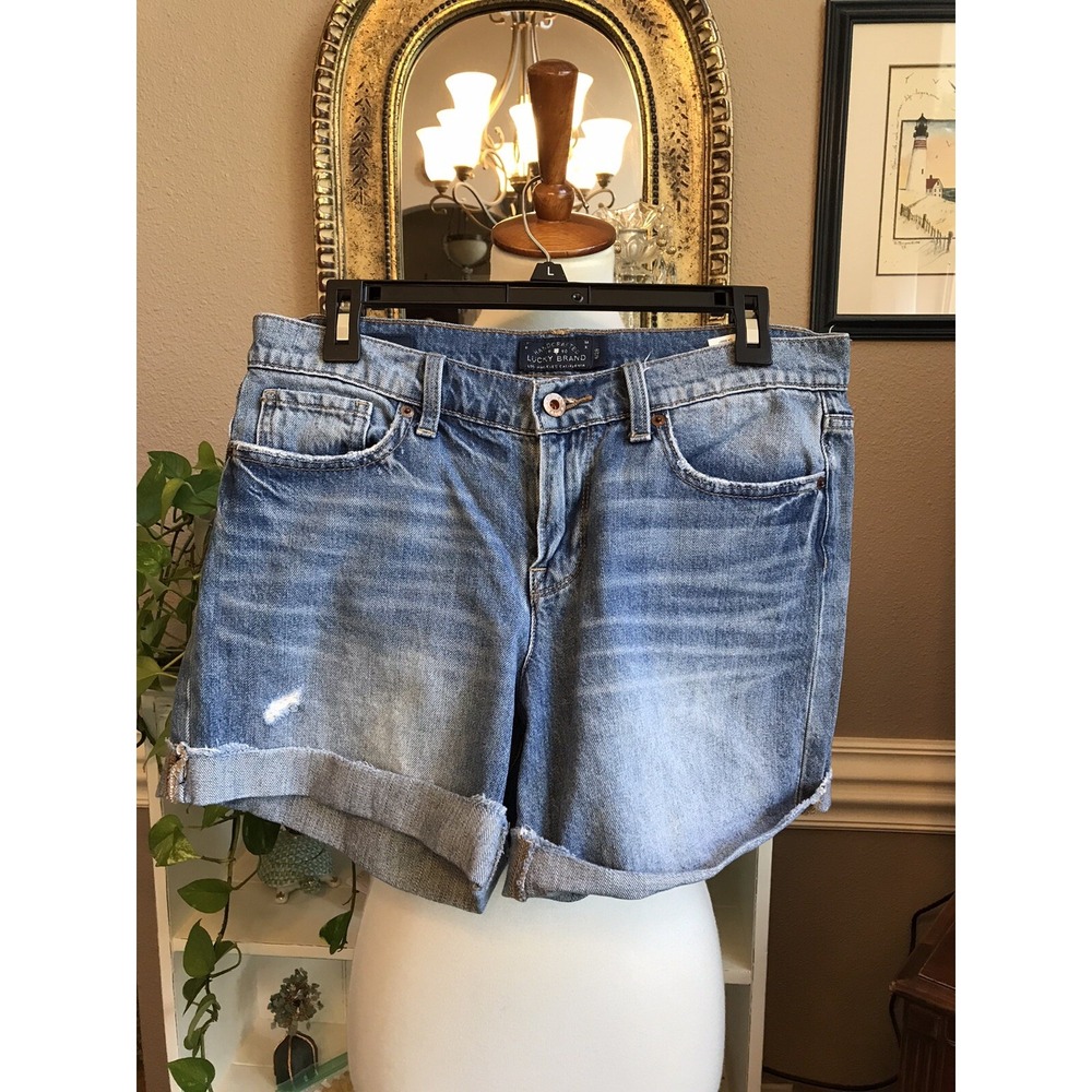 Lucky Brand Sz 6/28 The Roll Up Distressed Denim Shorts
